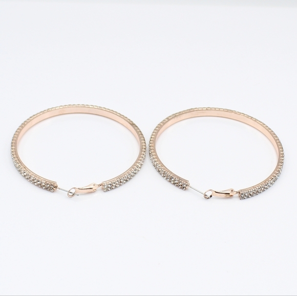 Rose gold rhinestone hoop earrings - Picture 4 of 7